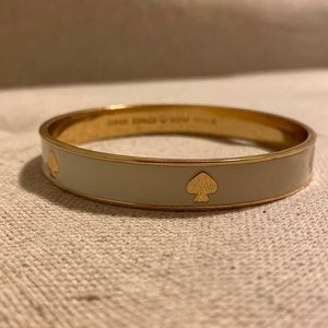 Kate Spade White Bangle With Gold Spade